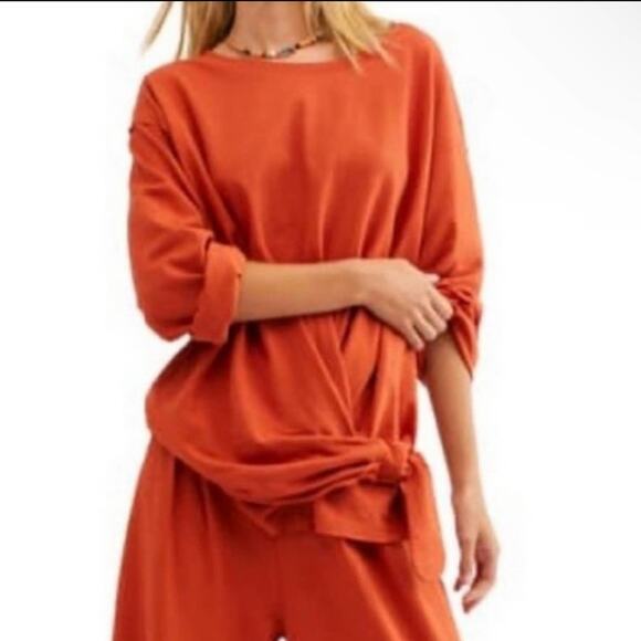 Free People Tops - FP Beach Boho Top Tie Front Raw Hem Oversized Slouchy Fit